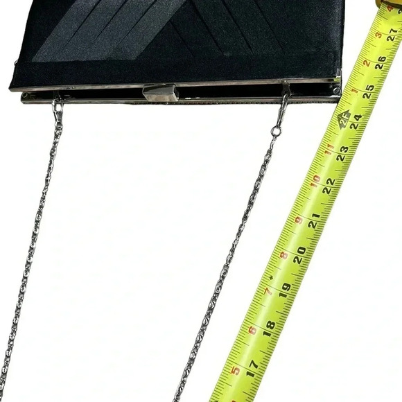 LAURA purse , women little black  clutch.Beads,shiny, weave,woven,silver chain - Picture 12 of 12